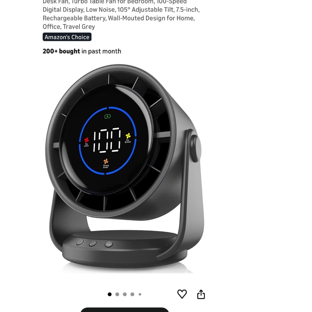 Digital Table Fan with LED Display - Gray